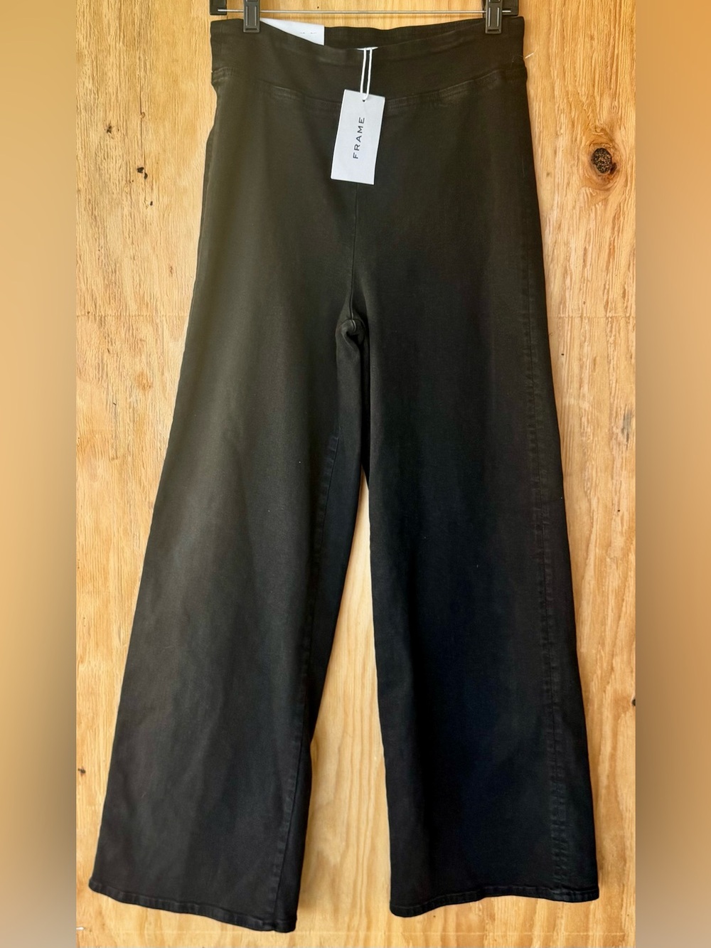 NWT Frame Jetset Slim Palazzo Pants Black Wide Leg Pull On Stretch Size 2